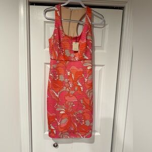 Trina Turk Vibrant Pink and Orange Midi Dress